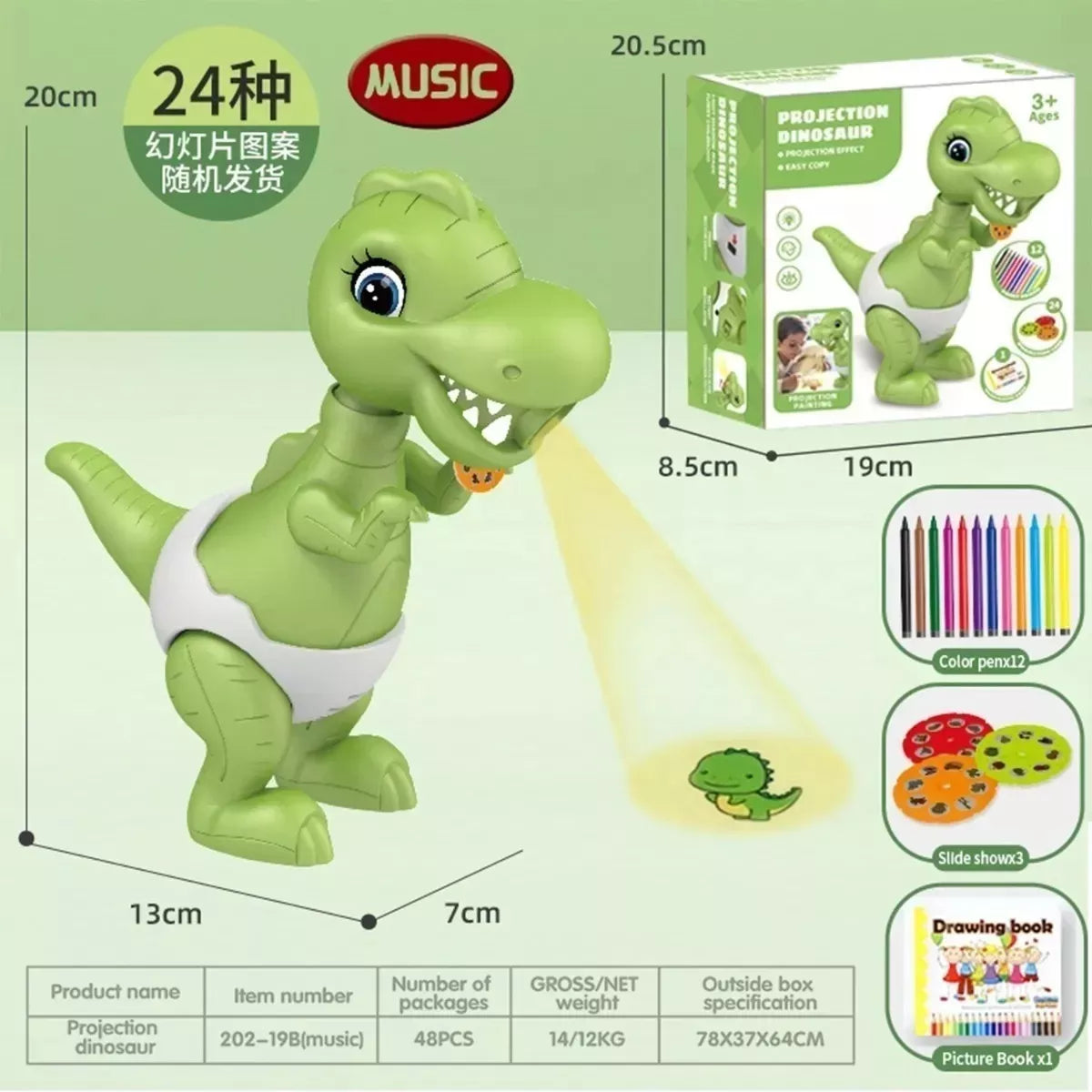 Dinosaurio Proyector Didáctico para Dibujar con Sonido | Mesa de Dibujo Educativa para Niños